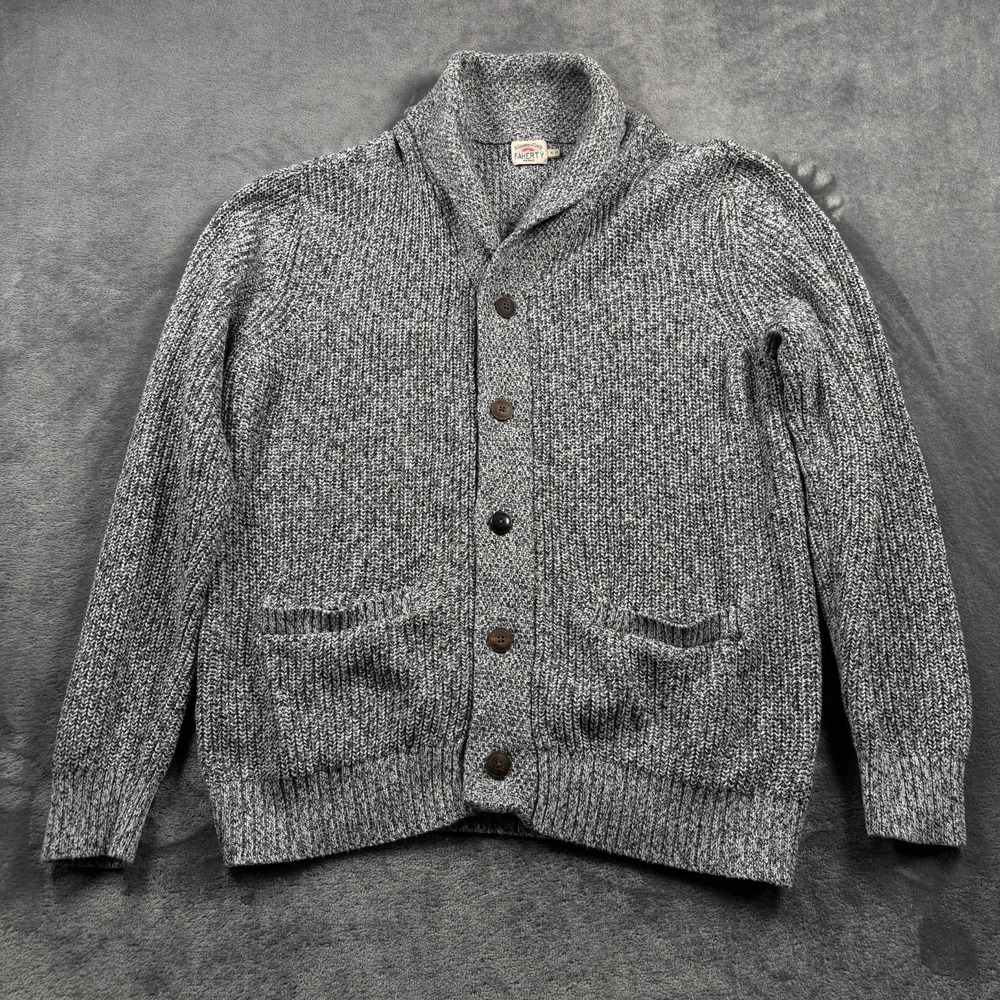 Faherty Sweater Mens XL Gray Marled Cardigan Shawl Collar Preppy Casual Knit